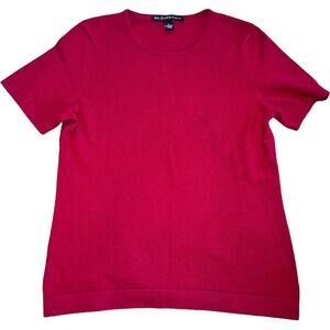 EUC Mc Duff Essentials Short Sleeve Crew Neck Cashmere Top Red Women's Size M